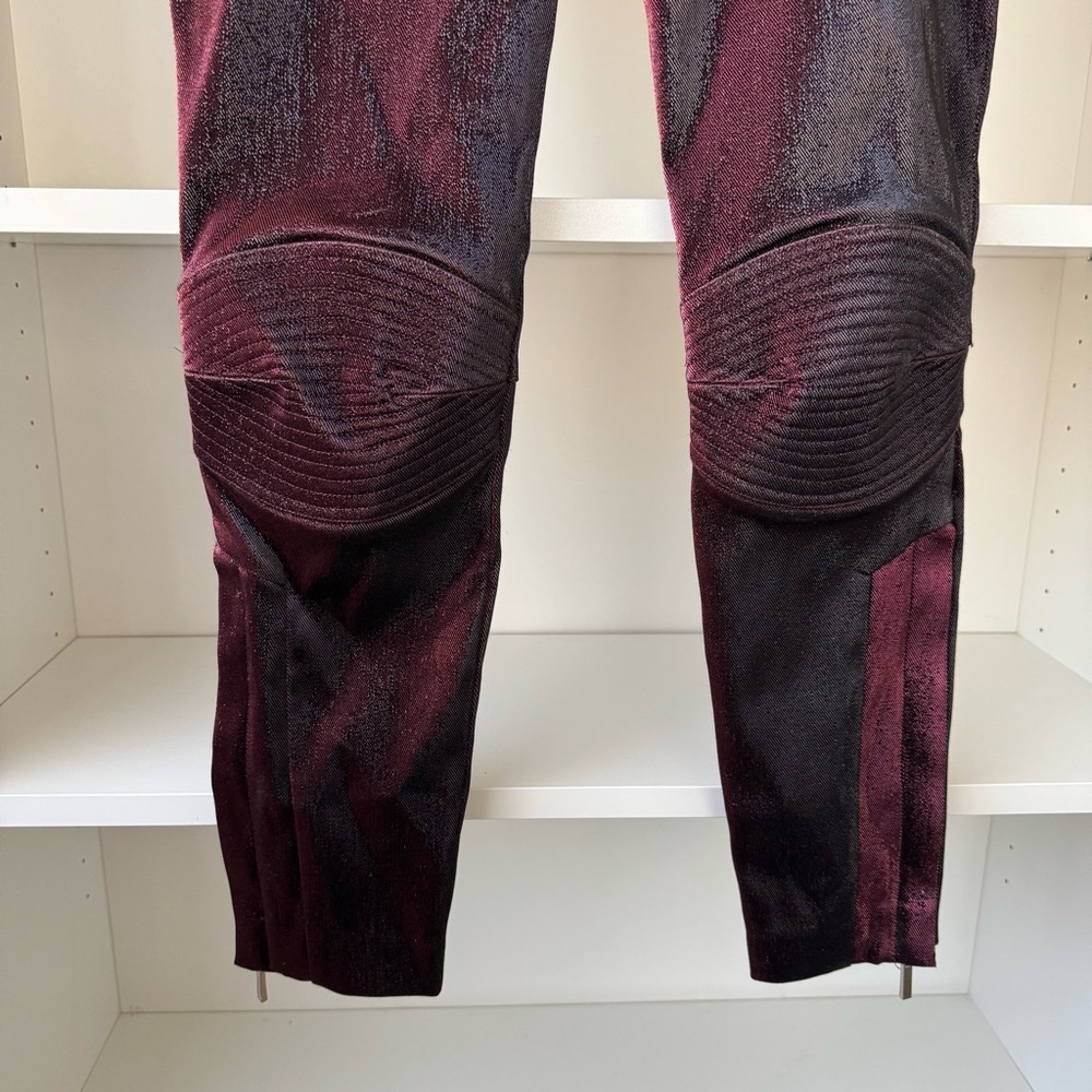 AREA Lurex Skinny Pants in Burgandy - Picture 8 of 12